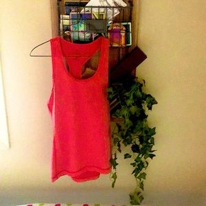 Salmon Pink Stretchy Racerback Athletic Tank Top
